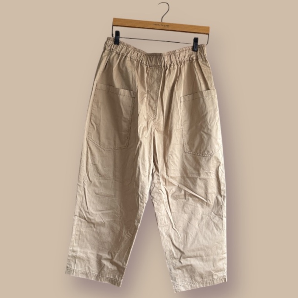 Zara Elastic‎ Waist Cargo Pants Small Wide Leg Pull On Womens Beige Tan Sz L NWT - Picture 14 of 14